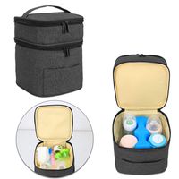 Luxja Breastmilk Cooler Bag (Fits 4 Bottles, Up to 5 Ounce), Double-Layer Cooler Bag for Breast Milk and Bottle Set (Bag Only), Black