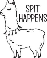 Funny Spit Happens Llama Vinyl Sticker Decal 5"x6" (Black)
