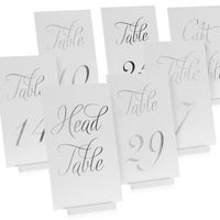 Gorgeous Silver Wedding Table Numbers in Double Sided Silver Foil Lettering with Head Table Card - 4 x 6 inches and Numbered 1-30 - Perfect for Weddings and Events