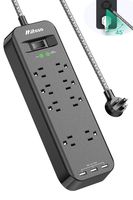 8 Outlets Power Strip Surge Protector with 3 USB Port, 5ft Heavy-Duty Braided Extension Cord, Flat Plug, 2700 Joules 15A Circuit Breaker, Wall Mount, 2 Wide Space Outlet for Smartphone/Tablets/TV/Home