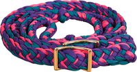 Southwestern Equine New Braided Barrel Racing Reins - Flat w/Easy Grip Knots 8ft (Teal Purple & Pink)