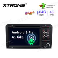 XTRONS Android 9.0 Car Stereo Radio DVD Player Octa Core 4G RAM 64G ROM Double Din GPS Navigation 7 Inch Multi-Touch Screen Head Unit Supports Screen Mirroring WiFi OBD2 DVR TPMS for Audi A3 S3 RS3