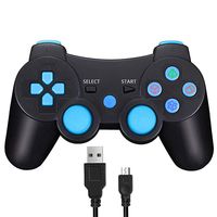 Wireless Controller for PS3, Double Shock Sixaxis Game Remote Customized Gamepad for Sony Playstation 3 PS3, Play and Charge Cable Included