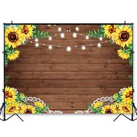 Funnytree 8x6ft Durable Fabric Sunflowers Rustic Brown Wood Backdrop No Wrinkles Retro Wooden Floor Photography Background Flower Baby Shower Birthday Party Decorations Photo Booth Props Banner