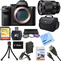Sony a7S II Full-Frame Mirrorless Interchangeable Lens Camera Bundle with 16-35mm Full Frame Lens, 72mm Filter Kit, 64GB Memory Card, Camera Bag and Accessories (14 Items)