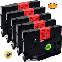 NEOUZA 5PK Great Quality Compatible for Brother P-Touch Laminated Tze Tz Label Tape Cartridge 12mmx8m (TZe431 Black on Red)