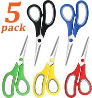 Scissors, VERONES 8 Inch Soft Comfort-Grip Handles & Stainless Steel Sharp Blades Perfect for Cutting Paper, Fabric Photos, More, 5-Pack