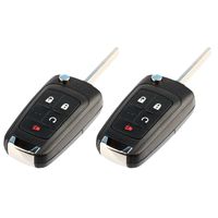 Key Fob Keyless Entry Remote Flip Shell Case & Pad fits Chevy 2010-2017 Equinox/2012-2017 Sonic/2015-2017 Trax/GMC 2010-2017 Terrain, Set of 2