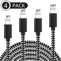 iPhone Charger,MFi Certified Lightning Cable [4 Pack 3/6/6/10FT] Extra Long Nylon Braided USB Charging Syncing Cord Compatible iPhone 11/11 Pro/11 Pro Max/XS/XS Max/XR/X/8/8Plus/7/7Plus/6S/6S Plus