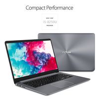ASUS VivoBook 15.6" FHD Laptop - 12GB RAM, 256GB Solid State Drive + 1TB HDD, Intel Quad Core i5-8250U up to 3.40GHz, USB-C, NanoEdge Display, Fingerprint, Windows 10, Gray