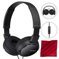Sony MDRZX110AP ZX Series Extra Bass Smartphone Headset with Mic (Black) and Fibertique Cloth