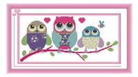 eGoodn Stamped Cross Stitch Kits with Printed Pattern - Cartoon Owl, 18.9 inches by 9.5 inches 11ct Aida Fabric for Embroidery Art Cross-Stitching Lovers