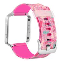 Mosstek Bands Compatible with Fitbit Blaze with Stainless Steel Frame, Soft Silicone Replacement Wristband Compatible Fitbit Blaze Smart Fitness Watch with Fantastic Pattern Design Print