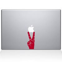 The Decal Guru Peace Sign Hand MacBook Decal Vinyl Sticker - 12" MacBook - Red (1147-MAC-12M-DR)