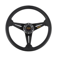 350mm JDM 6 Bolt PVC Aluminum Drift Racing Steering Wheel and Horn Button, Black