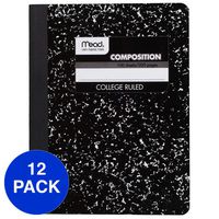 Mead Composition Books, Notebooks, College Ruled Paper, 100 Sheets, Comp Book, Black Marble, 12 Pack (72938)