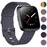DAIKA Fabric Bands Compatible with Fitbit Versa/Versa 2/Versa Lite Stylish Woven Wristbands with Stainless Steel Buckle Fits for Women Men, Large Small