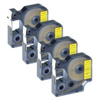 GREENCYCLE Replacement 18432 Industrial Vinyl Label Tape 1/2'' (12mm) x 18ft Compatible for DYMO Rhino 1000 3000 5000 6000 LabelWriter 450 Duo ILP 219 3M PL150 PL200 PL300 (Black on Yellow, 4 Pack)