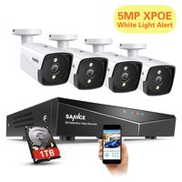 【2019 New】 SANNCE 4CH 5MP PoE Home Security Camera System, 4pcs Wired 5MP Outdoor Indoor PoE IP Cameras, Surveillance System with 1TB Hard Drive for 24/7 Recording, Super Night Vision, Email Alert