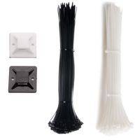 Black and white Cable Zip Ties, 200-Piece | 8-Inch Length | 40-lbs Tensile Strength with zip tie mount