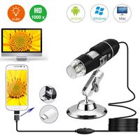 USB Microscope,1000x Magnification Endoscope, 8 LED USB 2.0 Digital Microscope, Mini Camera with OTG Adapter and Metal Stand, Compatible with Mac Window 7 8 10 Android Linux (Black)