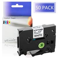 KCMYTONER 50PK Compatible for Brother TZ TZe TZe-FX231 TZeFX231 TZ-FX231 TZFX231 Black on White Flexible ID Cable Label Tapes 1/2 x 26.2ft 12mm x 8m Work in P-Touch PT-D400 PT-D210 PT-H110 Label Maker