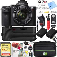 Sony a7R II Full-Frame Mirrorless Interchangeable Lens 42.4MP Camera Body Bundle with 8-70mm F3.5-5.6 OSS Full Frame E-Mount Lens, 32GB Memory Card, Dual Batteries and Acessories (13 Items)