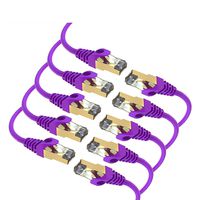 Maximm Cat7 Ethernet Cable, 0.6 Feet, Purple [10 Pack] Pure Copper RJ45 Gold-Plated Connectors 600 MHz, 10 Gbps. for Fast Speed & Performance. for Computers to Network Components