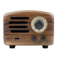 Muzen Audio Portable Wireless High Definition Audio FM Radio & Bluetooth Speaker - Hand Crafted Walnut Wood with Travel Case Included - Classic Vintage Retro Design