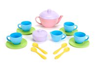 Green Toys Tea Set - BPA Free, Phthalates Free Play Toys for Gross Motor, Fine Skills Development. Kitchen Toys