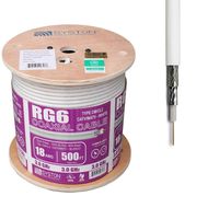 RG6 500ft Dual Shield Coaxial Cable, 3.0 Ghz Outdoor Sunlight Resistant Cl2 Rated, 18 AWG Copper Clad Steel, White by Syston Cable