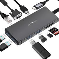 USB C Hub Adapter, 10-in-1 Type C Adapter with PD Type C Charging Port, 4K HDMI, VGA, Gigabit Ethernet Port, 4 USB 3.0 Ports, SD TF Card Reader Compatible for MacBook Type C Laptop and Some Smartphone