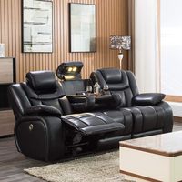 Reclining Sofa Home Theater Seating Power Sofa Theater Recliner Sectional Sofa with Adjustable Headrests and Storage,Fold-Down Table,AC/USB and Cup Holders