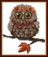 Maydear Full Range of Embroidery Starter Kits Stamped Cross Stitch Kits Beginners for DIY Embroidery (Multiple Pattern Designs) - Owl with a Necklace