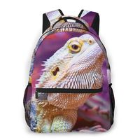 Cool Bearded Dragon Lizards Purple Rucksacks, Large Capacity Bookbag Travel Hiking Bag & Day Pack, School Daypack Backpack Casual Daypack Climbing Shoulder Bag Laptop Book Rucksack