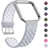 SKYLET Compatible with Fitbit Blaze Bands with Frame, Soft Silicone Breathable Replacement Sport Wristbands Compatible with Fitbit Blaze Smart Watch Men Women Black