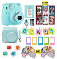 Fujifilm Instax Mini 9 Camera Accessories | Bundle of Soft Leather Case + Mini Photo Album + 6 Magnet Frames + 4 Colored Lenses + Selfie Lens + 10 Photo Frames + Stickers + More
