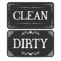 Dishwasher Magnet Clean Dirty Sign - Strongest Magnet Double Sided Flip - With Bonus Metal Magnetic Plate - Universal Kitchen Dish Washer Reversible Indicator (Black Chalkboard)