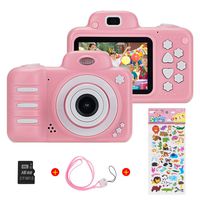 Themoemoe Kids Camera, Camera for Kids Video Cameras Kids Digital Camera 8MP 1080P HD Toys for 3-10 Year Old Girl with 16GB TF Card (Pink)