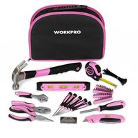 WORKPRO 103-Piece Pink Tool Kit - Ladies Hand Tool Set with Easy Carrying Round Pouch - Durable, Long Lasting Chrome Finish Tools - Perfect for DIY, Home Maintenance