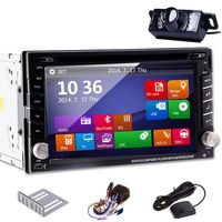 2 DIN In Dash Car Autoradio Stereo DVD Player GPS Navigation SAT 6.2 Inch LCD Touch Screen CD/MP3/MP4/USB/SD/AM/FM/Radio/Hands Free Bluetooth/Audio Free GPS Map Card+Free GPS Map+Free Backup Reversing Parking Camera
