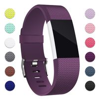 Hotodeal Band Compatible with Fitbit Charge 2 Band, Classic Soft TPU Adjustable Replacement Bands Fitness Sport Strap, Purple Small