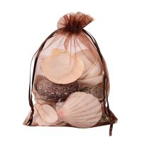 PH PandaHall 100 PCS 5x7 inch Chocolate Organza Drawstring Bags Party Wedding Favor Gift Bags Jewelry Pouches for Baby Shower, Birthday, Party, Christmas