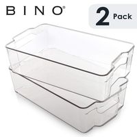 BINO Stackable Plastic Organizer Storage Bins, X-Large - 2 Pack - Pantry Organization and Storage Refrigerator Organizer Bins Fridge Organizer Freezer Organizer Pantry Organizer Pantry Storage