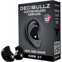 Decibullz - Custom Molded Earplugs, 31dB Highest NRR, Comfortable Hearing Protection for Shooting, Travel, Swimming, Work and Concerts (Black)