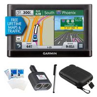 Garmin nuvi 55LMT Essential Series GPS Lifetime Maps & Traffic Essentials Bundle. Includes GPS, International 2 Socket Cigarette Lighter Adapter, Deluxe Carrying Case, Touch Screen Stylus Pen with Pocket Clip, and Screen Protectors for LCD's (pack of 3)