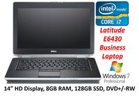 Dell Latitude E6430 14" Business Laptop PC, Intel Core i7 Dual Core Processor, 8GB DDR3 RAM, 128GB Solid State Drive, DVD+/-RW, Windows 7 Professional (Certified Refurbished)