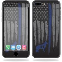 MightySkins Skin Compatible with Apple iPhone 8 Plus - Thin Blue Line K9 | Protective, Durable, and Unique Vinyl Decal wrap Cover | Easy to Apply, Remove, and Change Styles | Made in The USA