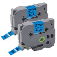 P-Touch Tze-541 Tze 541 Black on Blue Laminated Labeling Tape Compatible for Brother PTD600 PT-D400VP PT-P710BT PT-P750WVP PT-1830 PT-1890SC PT-1950 PT-2430PC PT-P900W PT-P950NW, 3/4" x 26.2', 2-Pack