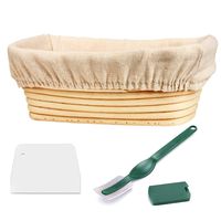 10 x 6 Inch Oval Proofing Basket,WERTIOO Banneton Bread Proofing Basket + Bread Lame +Dough Scraper+ Linen Liner Cloth for Professional & Home Bakers